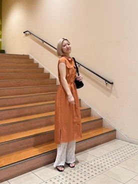「アイテム（ワンピース/ドレス、オレンジ系）」を使った、BEAMS HEART WOMENさん（レディース・167cm）の夏コーディネート