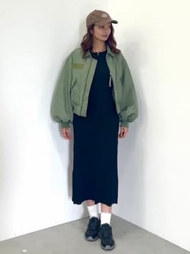 「アイテム（ブルゾン）」を使った、BEAMS HEART WOMENさん（レディース・168cm）の秋コーディネート