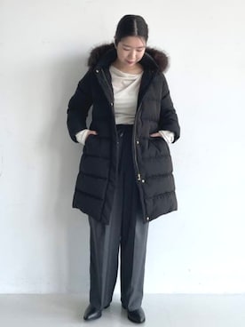 「BEAMS HEART（ビームスハート）のマーベルト スラックスパンツ（スラックス、グレー系）」を使った、BEAMS HEART WOMENさん（レディース・159cm）の夏コーディネート