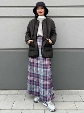 「マイベストコーデ2023」｜「アイテム（ノーカラーコート）」を使った、BEAMS HEART WOMENさん（レディース・155cm）の冬コーディネート