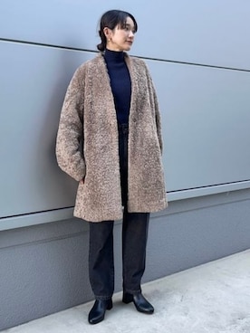 「秋」｜「アイテム（ノーカラーコート）」を使った、BEAMS HEART WOMENさん（レディース・160cm）の秋コーディネート