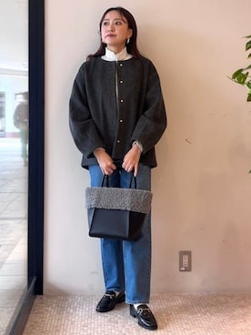 「アイテム（ノーカラージャケット）」を使った、BEAMS HEART WOMENさん（レディース・161cm）の秋コーディネート