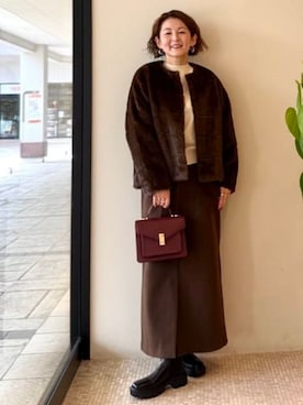 「アイテム（ノーカラージャケット）」を使った、BEAMS HEART WOMENさん（レディース・163cm）の秋コーディネート
