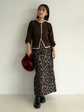 「BEAMS HEART（ビームスハート）のレオパード タイトスカート（Skirt、ブラウン系）」を使った、BEAMS HEART WOMENさん（レディース・160cm）の夏コーディネート
