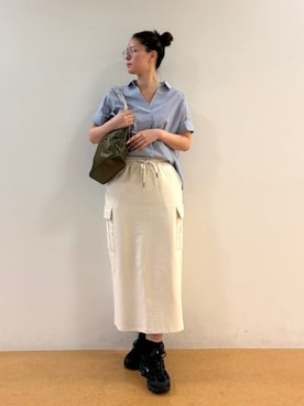「BEAMS HEART（ビームスハート）のスキッパー プルオーバー（シャツ/ブラウス、その他）」を使った、BEAMS HEART WOMENさん（レディース・153cm）の春コーディネート
