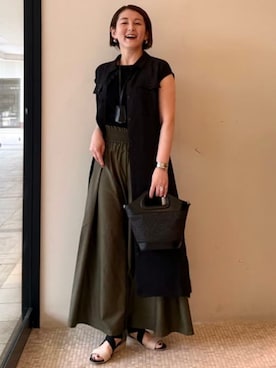 「アイテム（サンダル、グリーン系）」を使った、BEAMS HEART WOMENさん（レディース・163cm）の夏コーディネート