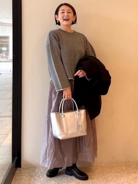 「アイテム（その他アウター、ブラック系）」を使った、BEAMS HEART WOMENさん（レディース・163cm）の秋コーディネート