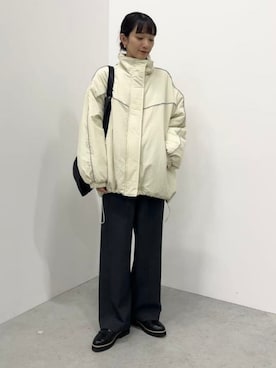 「アイテム（ライダースジャケット）」を使った、BEAMS HEART WOMENさん（レディース・160cm）の秋コーディネート