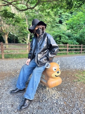 「アイテム（ライダースジャケット）」を使った、1721msさん（メンズ・181cm）の夏コーディネート