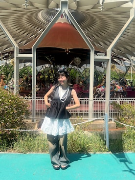 「LOWRYS FARM（ローリーズファーム）のパールタレンネックレス　249411（ネックレス）」を使った、きいろさん（骨格ウェーブ・レディース・163cm）の秋コーディネート