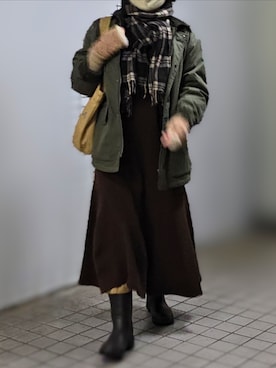 「JUNOAH（ジュノア）のアイテム」を使った、pomekuruさん（レディース・157cm）の冬コーディネート