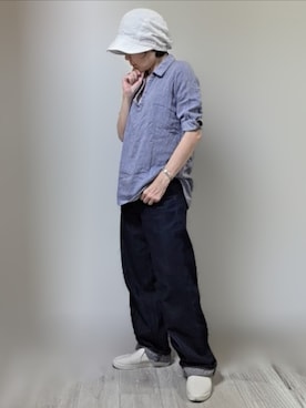 「アイテム（キャスケット）」を使った、pomekuruさん（レディース・157cm）の夏コーディネート
