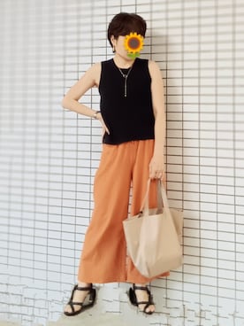 「アイテム（パンツ）」を使った、pomepomekurukuruさん（レディース・157cm・50代）の夏コーディネート