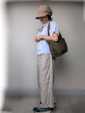 「アイテム（帽子）」を使った、pomepomekurukuruさん（レディース・157cm・50代）の夏コーディネート