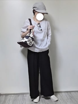 「アイテム（キャスケット）」を使った、pomekuruさん（レディース・157cm）の夏コーディネート