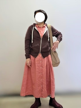 「アイテム（シャツワンピース）」を使った、pomepomekurukuruさん（レディース・157cm）の秋コーディネート