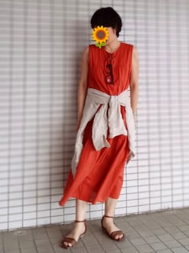 「アイテム（ワンピース）」を使った、pomepomekurukuruさん（レディース・157cm・50代）の夏コーディネート