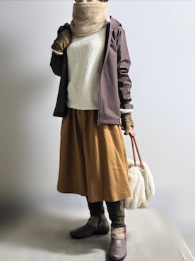 「アイテム（マウンテンパーカー）」を使った、pomekuruさん（レディース・157cm）の冬コーディネート