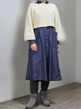「無印良品（ムジルシリョウヒン）のアイテム（ワンピース/ドレス）」を使った、pomekuruさん（レディース・157cm）の春コーディネート