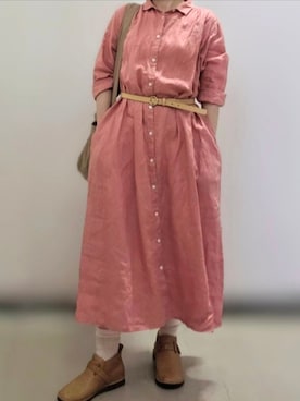 「無印良品（ムジルシリョウヒン）のアイテム（ワンピース/ドレス）」を使った、pomekuruさん（レディース・157cm）の夏コーディネート