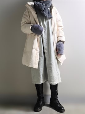 「無印良品（ムジルシリョウヒン）のアイテム（ジャケット/アウター）」を使った、pomekuruさん（レディース・157cm）の冬コーディネート