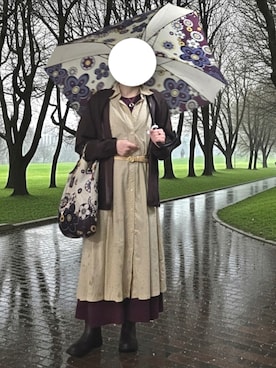 「UNIQLO（ユニクロ）のm-1782 コットンAライン　シャツワンピース（Shirt dress、ベージュ系）」を使った、pomekuruさん（レディース・157cm）の春コーディネート
