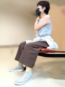 「アイテム（スリッポン）」を使った、pomepomekurukuruさん（レディース・157cm・50代）の夏コーディネート