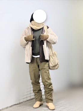 「UNIQLO（ユニクロ）のSサイズ　スウェットシャツ（Sweatshirt、グリーン系）」を使った、pomekuruさん（レディース・157cm）の冬コーディネート