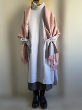 「no brand（ノーブランド）のアイテム（ストール/ショール）」を使った、pomekuruさん（レディース・157cm）の冬コーディネート