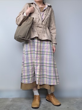 「無印良品（ムジルシリョウヒン）のアイテム（バッグ）」を使った、pomekuruさん（レディース・157cm）の春コーディネート
