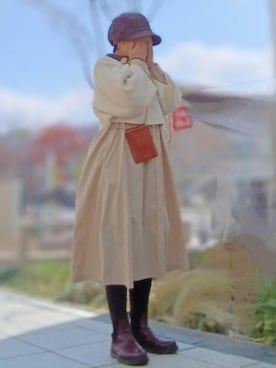 「アイテム（シャツワンピース）」を使った、pomekuruさん（レディース・157cm）の冬コーディネート