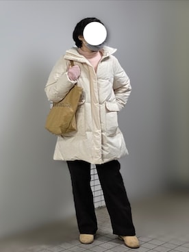 「アイテム（ダウンジャケット/コート）」を使った、pomekuruさん（レディース・157cm・50代）の冬コーディネート