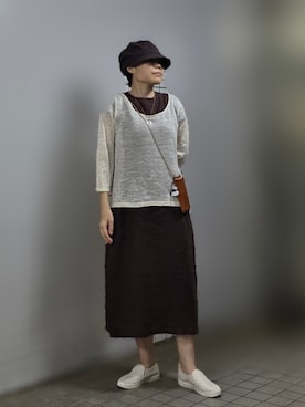「アイテム（帽子）」を使った、pomepomekurukuruさん（レディース・157cm・50代）の秋コーディネート