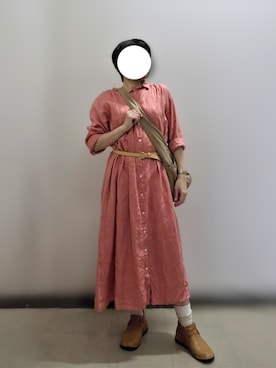 「アイテム（シャツワンピース）」を使った、pomepomekurukuruさん（レディース・157cm）の秋コーディネート