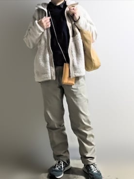 「UNIQLO（ユニクロ）のU-1990 Ｍサイズ　ウォッシャブルクルーネックセーター（Knitwear、ブルー系）」を使った、pomekuruさん（レディース・157cm）の春コーディネート