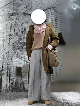 「無印良品（ムジルシリョウヒン）のアイテム（ジャケット/アウター）」を使った、pomekuruさん（レディース・157cm）の冬コーディネート