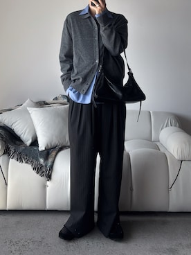 「アイテム（スラックス）」を使った、morningさん（メンズ・176cm）の秋コーディネート