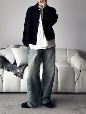 「Llife（ライフ）のLlife SLIGHT SQUARE ZIP BOOTS（ブーツ）」を使った、morningさん（メンズ・176cm）の秋コーディネート