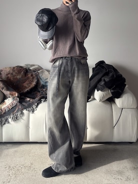 「Llife（ライフ）のLlife SLIGHT SQUARE ZIP BOOTS（ブーツ）」を使った、morningさん（メンズ・176cm）の秋コーディネート