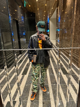 「アイテム（ライダースジャケット）」を使った、7peacesy7さん（メンズ・176cm）の秋コーディネート