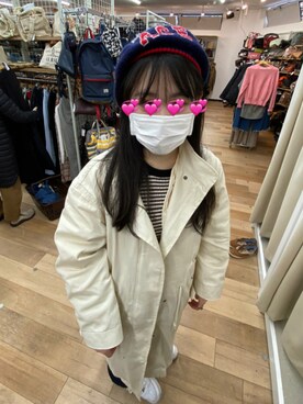 「GU（ジーユー）のアイテム（モッズコート）」を使った、芋さん（レディース・155cm）の冬コーディネート