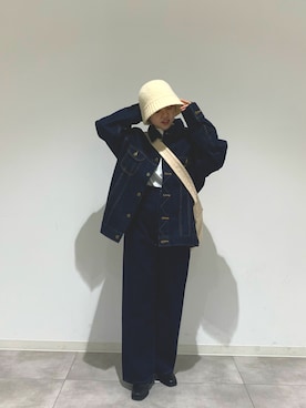 「秋先取りコーデ」｜「アイテム（デニムジャケット）」を使った、おにしさん（レディース・150cm）の秋コーディネート