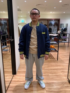 「XLARGE（エクストララージ）のアイテム（スタジャン）」を使った、RmsDbr1004さん（メンズ・164cm）の秋コーディネート
