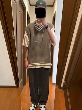 「FTC（エフティーシー）のアイテム（帽子）」を使った、三橋貴志さん（メンズ・176cm）の夏コーディネート