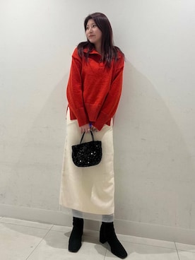 「冬の差し色コーデ」｜hikariさん（レディース・162cm）の冬コーディネート