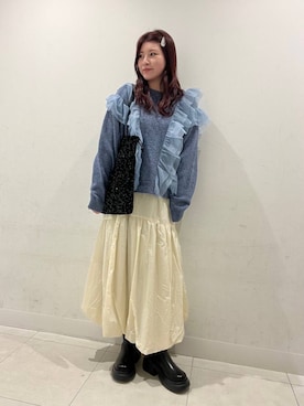 「冬の差し色コーデ」｜hikariさん（レディース・162cm）の冬コーディネート