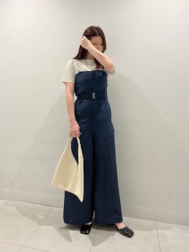 「アイテム（サロペット/オーバーオール、ブルー系）」を使った、hikariさん（レディース・162cm）の夏コーディネート