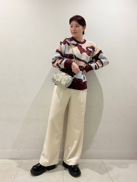 「SENSE OF PLACE by URBAN RESEARCH（センスオブプレイスバイアーバンリサーチ）のニュアンスパターンラメセーター（ニット/セーター）」を使った、hikariさん（レディース・162cm）の秋コーディネート