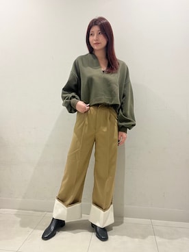 「RODE SKO（ロデスコ）のタッセル付フラッフィトートバッグ（トートバッグ）」を使った、hikariさん（レディース・162cm）の秋コーディネート