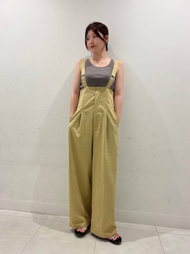 「アイテム（オールインワン・サロペット、ベージュ系）」を使った、hikariさん（レディース・162cm）の夏コーディネート